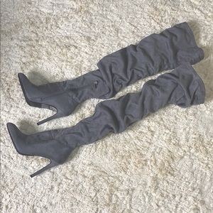 Dark gray suede Forever 21 thigh high boots